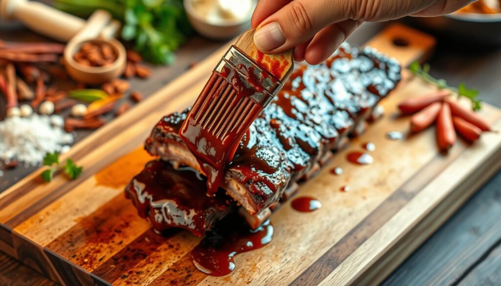 Basting beef ribs