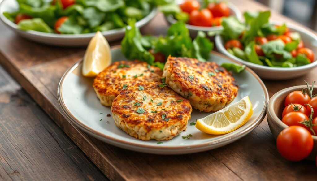 Salmon Cakes with Sides