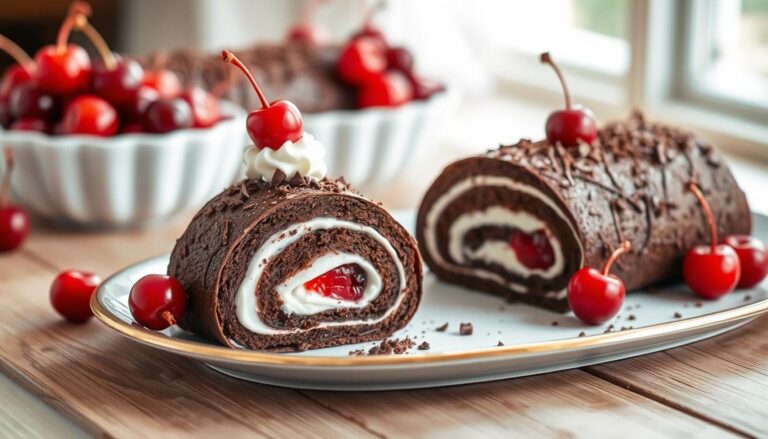 Elegant black forest roll cake recipe