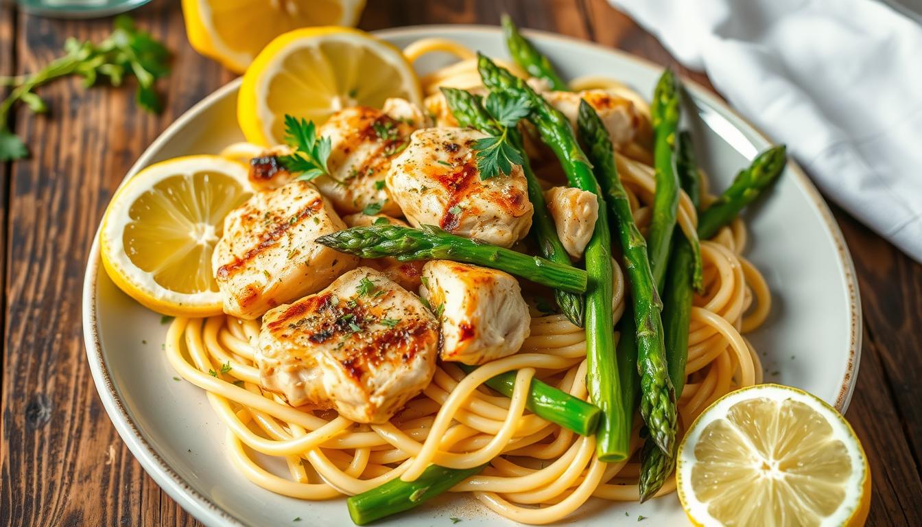 Lemon Garlic Chicken Asparagus Pasta